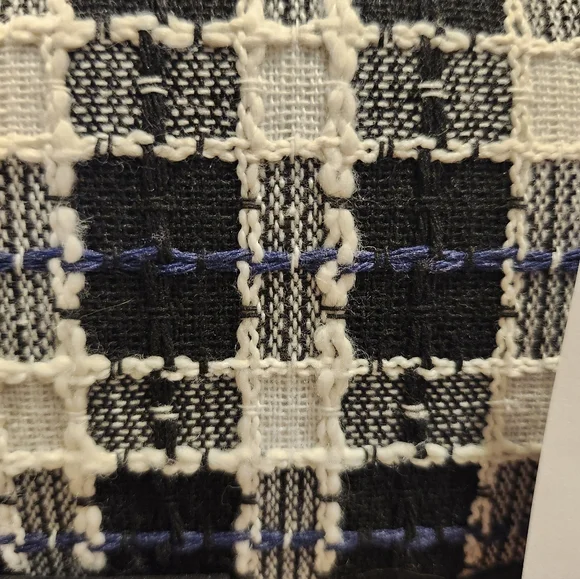 NWT Kate Spade Black, White, Blue Carey Checked Tweed Medium Shoulder Bag Chain - Picture 14 of 15